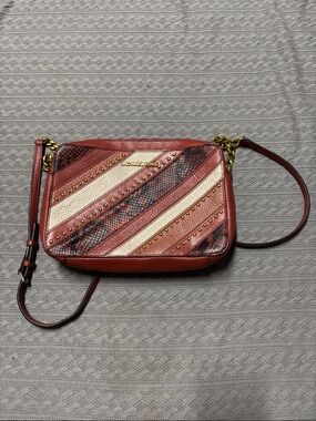 Michael Kors Red and Cream Striped Crossbody Bag